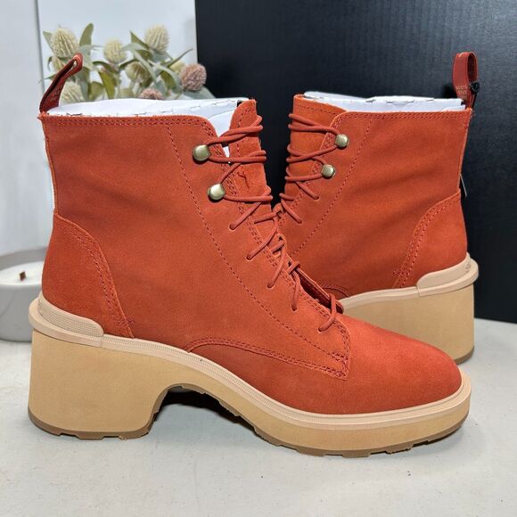 Sorel Hi-Line Heel Lace Boots Warp Red, Tawny Buff NL4875-849 Women 11 NWB - Picture 5 of 11